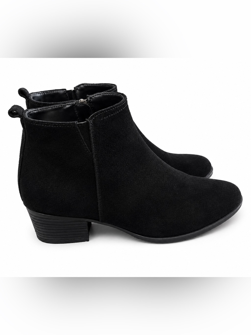 Classic Black Suede Ankle Booties with Side Zip